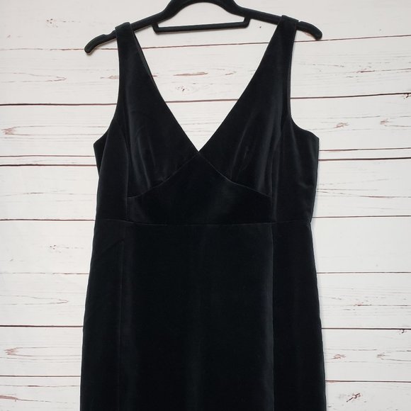 J. Crew Black Velvet Empire Waist Sleeveless Dress - Picture 2 of 10